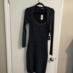**NWT** Express Charcoal Long Sleeve Dress